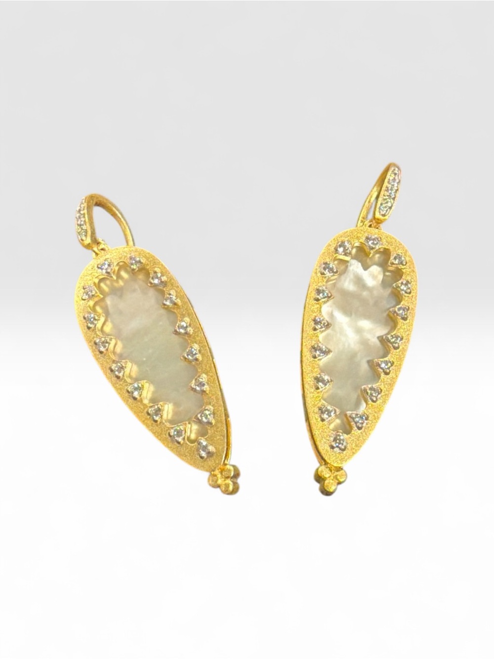 Freida Rothman FR 925 Stamped Sterling Gold-Tone Mother of Pearl Drop Earrings